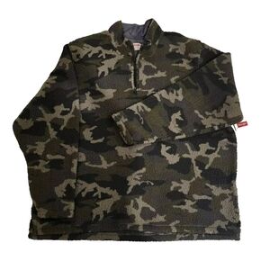 Wrangler Authentics Mens Fleece Pullover 1/4 Zip Camo Camouflage Size 3XL